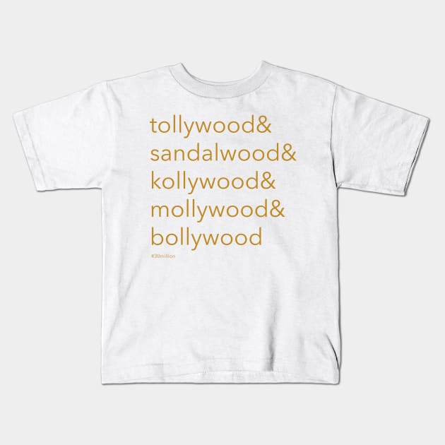 India Cinema Film Industry Kids T-Shirt by ThirtyMillion